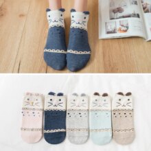 Cute Cat Animal With Red Heart Ankle Socks For Women Cute Cat Animal With Red Heart Ankle Socks For Women