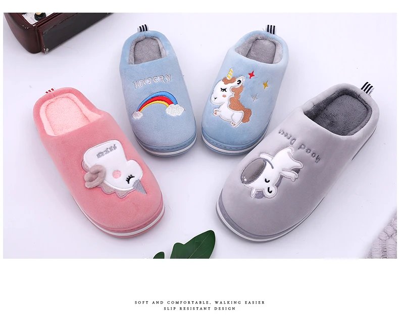Cute Unicorn Cartoon Animal Indoor Shoes For Men And Women