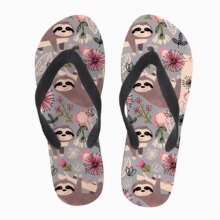 Cute Sloth Floral Pattern Flip Flops Beach Light Water Pool Sandals For Girls Cute Sloth Floral Pattern Flip Flops Beach Light Water Pool Sandals For Girls