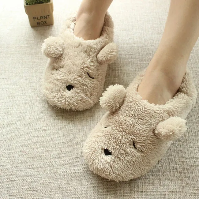 Cartoon Bear Indoor Floor Slip Plush Slippers Cartoon Bear Indoor Floor Slip Plush Slippers