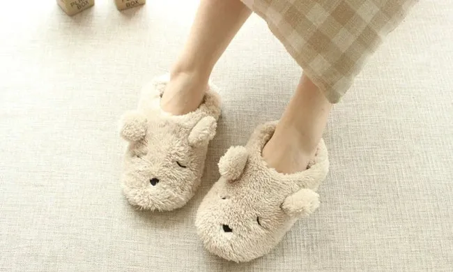 Cartoon Bear Indoor Floor Slip Plush Slippers Cartoon Bear Indoor Floor Slip Plush Slippers