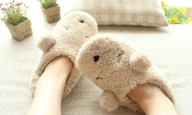 Cartoon Bear Indoor Floor Slip Plush Slippers Cartoon Bear Indoor Floor Slip Plush Slippers