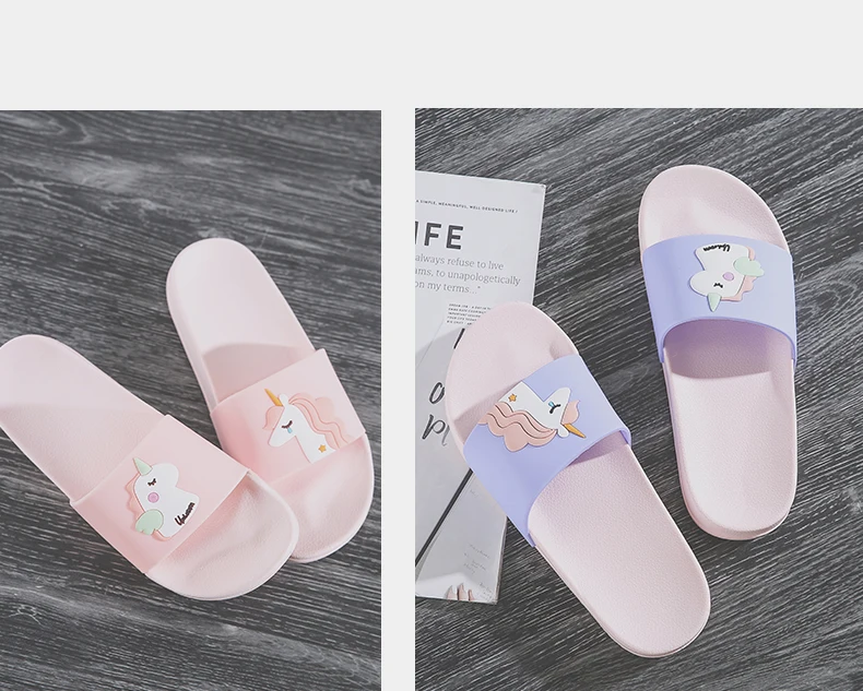 Unicorn Cartoon Flip Flops Non-Slip Soft Home Slippers