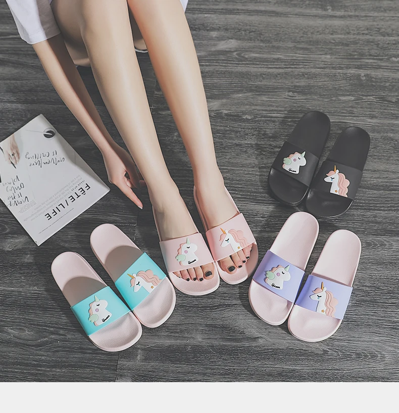 Unicorn Cartoon Flip Flops Non-Slip Soft Home Slippers