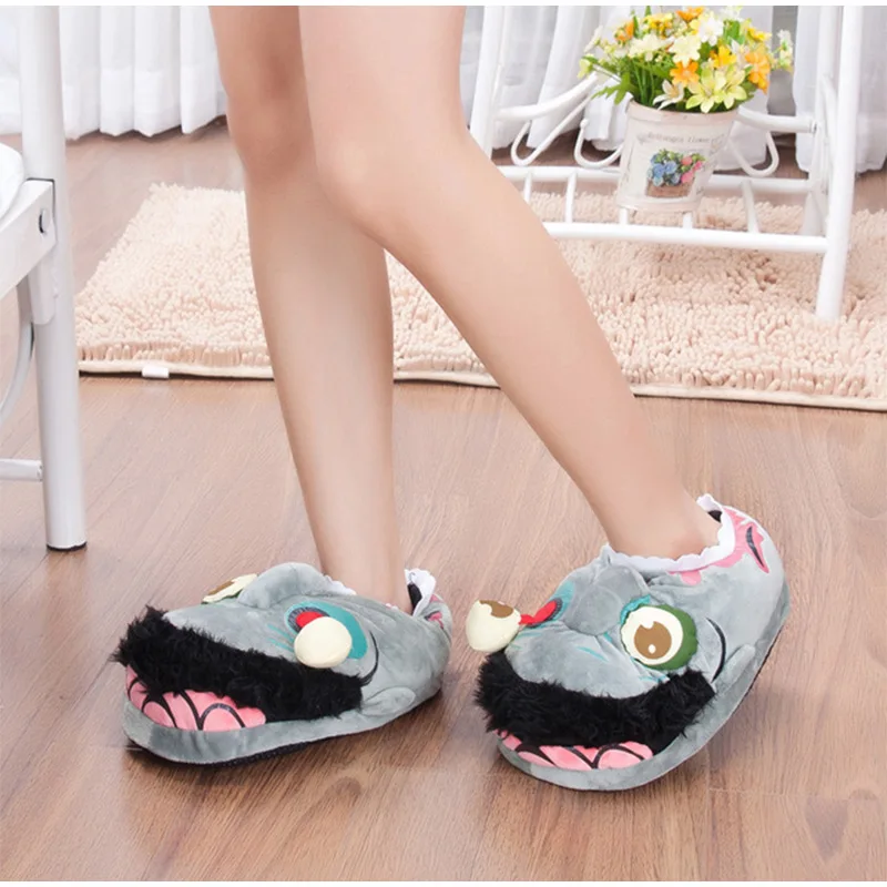 Cartoon Monster Soft Zombie Fur Plush Casual Shoes For Women