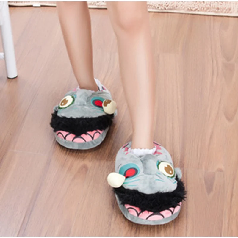 Cartoon Monster Soft Zombie Fur Plush Casual Shoes For Women