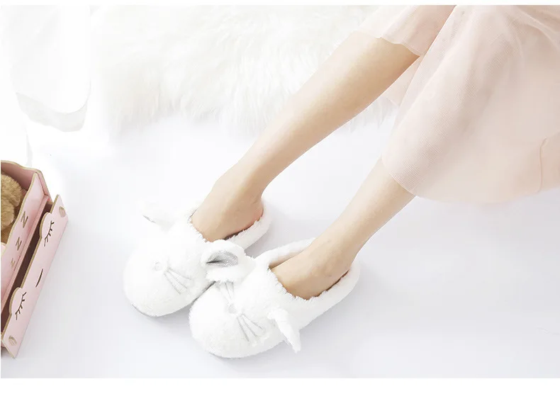 Kawaii Cat Soft Plush Bottom Indoor Slippers