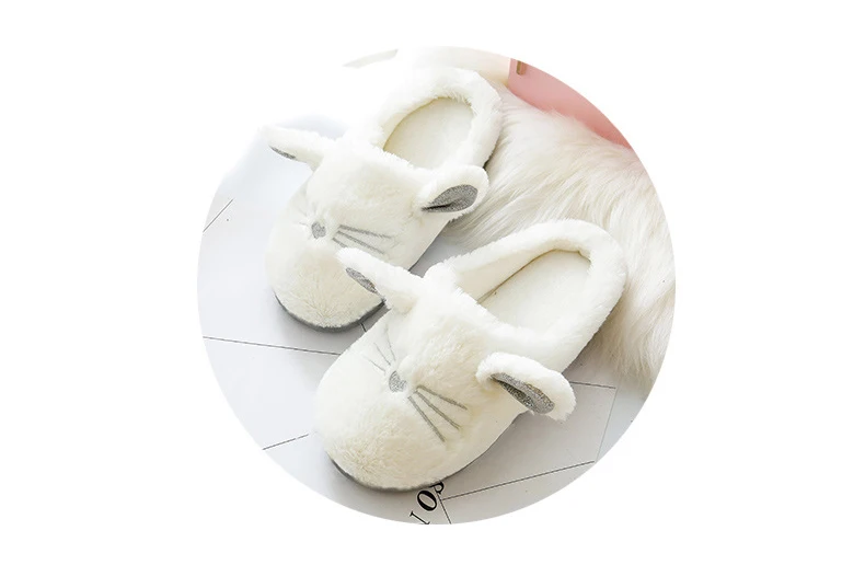 Kawaii Cat Soft Plush Bottom Indoor Slippers