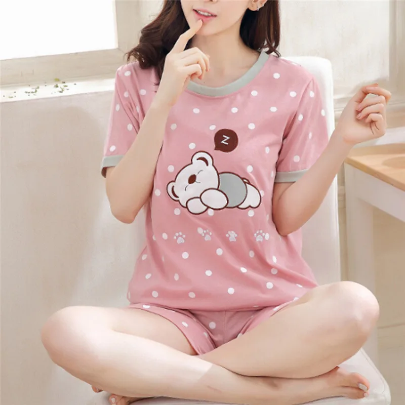 Kawaii Short Sleeve Casual Pajamas Sleepwear