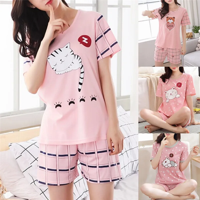 Kawaii Short Sleeve Casual Pajamas Sleepwear