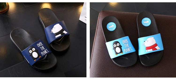 Penguin And Bear Cartoon Indoor Non-Slip Slippers