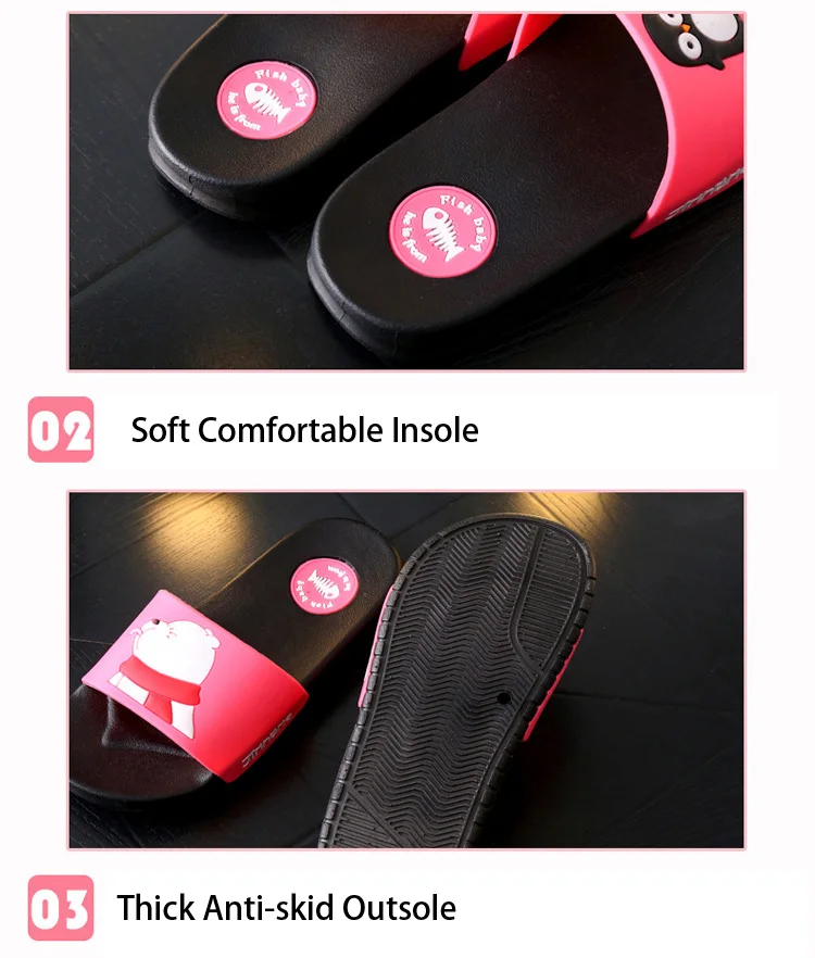 Penguin And Bear Cartoon Indoor Non-Slip Slippers