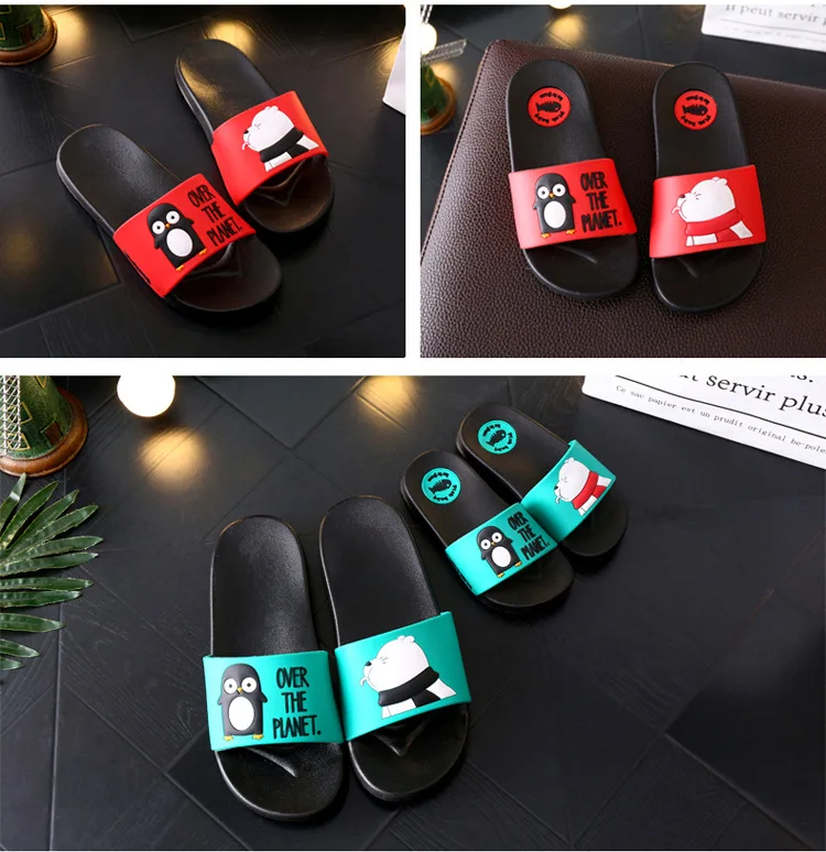 Penguin And Bear Cartoon Indoor Non-Slip Slippers