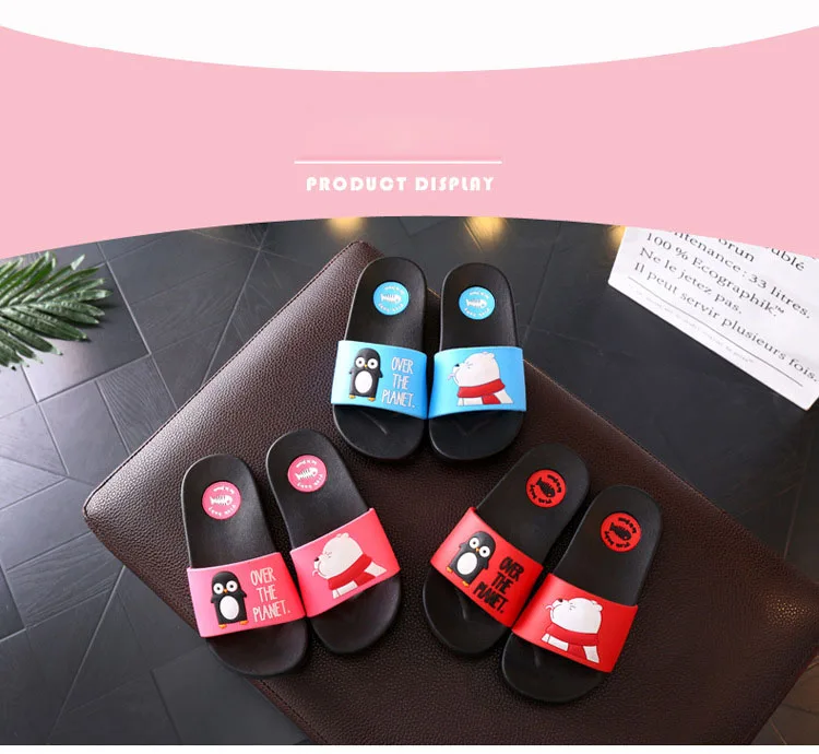 Penguin And Bear Cartoon Indoor Non-Slip Slippers