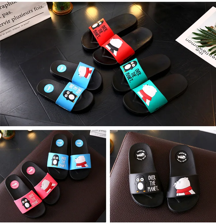 Penguin And Bear Cartoon Indoor Non-Slip Slippers