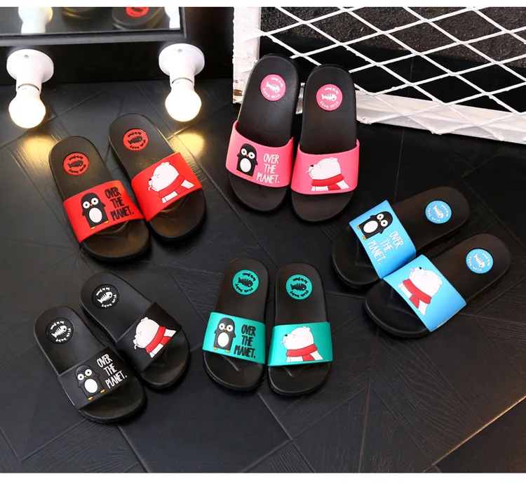 Penguin And Bear Cartoon Indoor Non-Slip Slippers