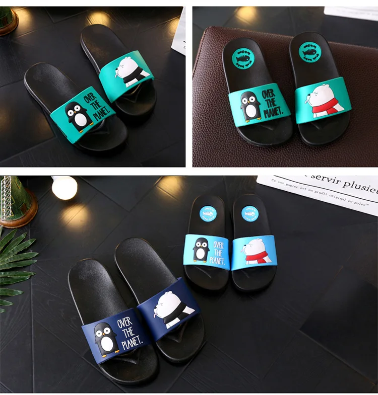 Penguin And Bear Cartoon Indoor Non-Slip Slippers
