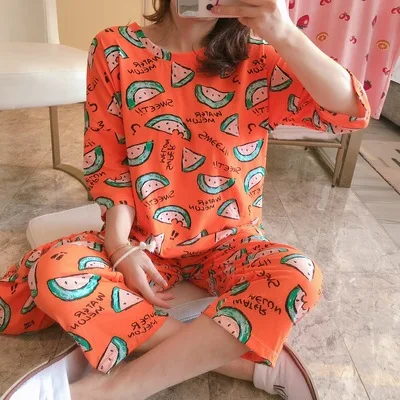 Cartoon Print Casual Daily Sleepwear Pajama