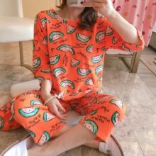 Cartoon Print Casual Daily Sleepwear Pajama Cartoon Print Casual Daily Sleepwear Pajama