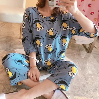 Cartoon Print Casual Daily Sleepwear Pajama