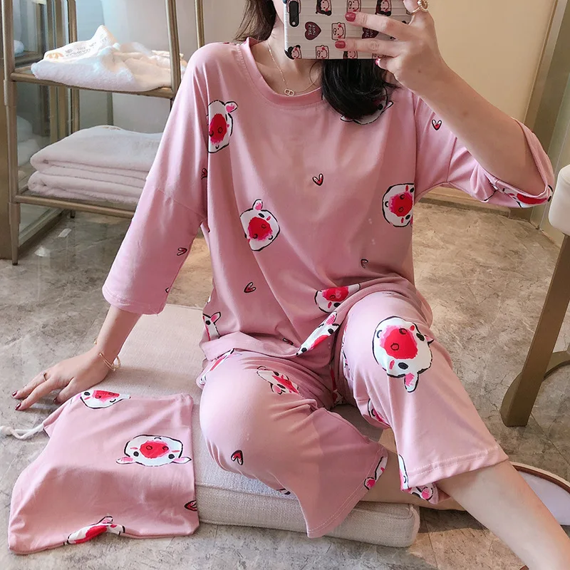 Cartoon Print Casual Daily Sleepwear Pajama