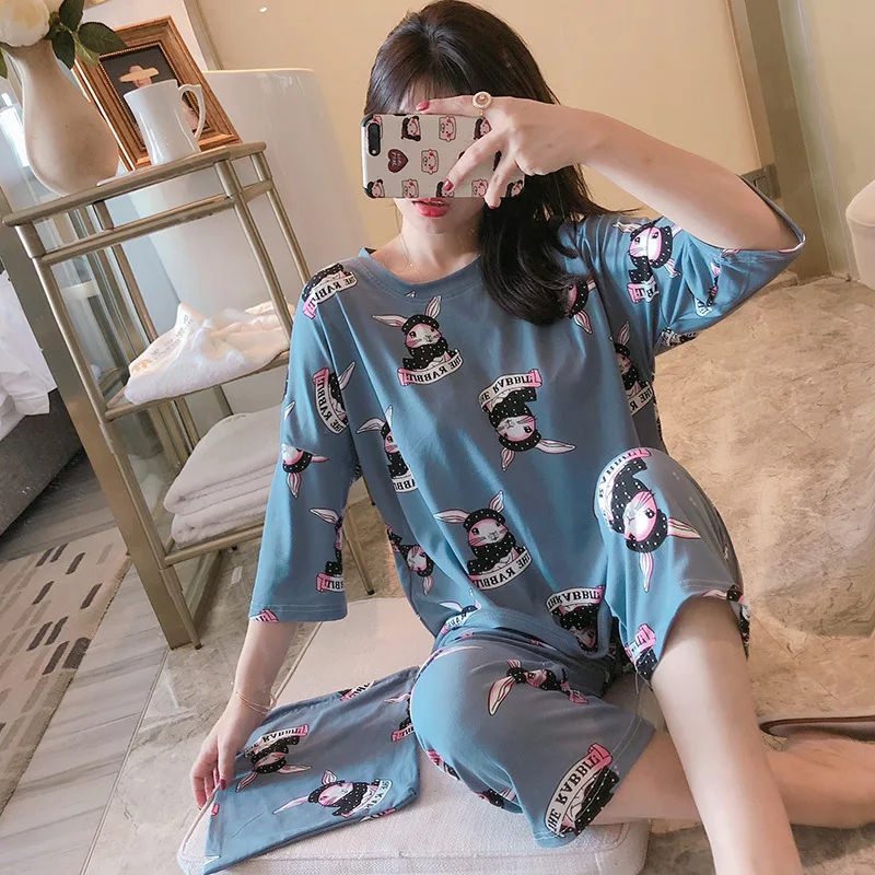 Cartoon Print Casual Daily Sleepwear Pajama