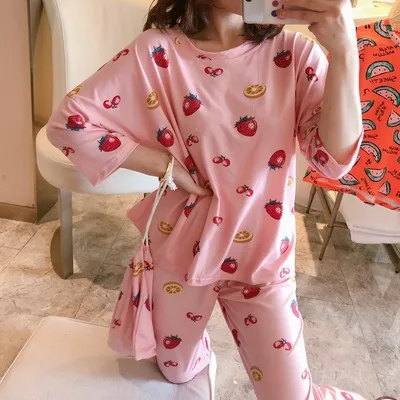 Cartoon Print Casual Daily Sleepwear Pajama