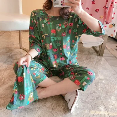 Cartoon Print Casual Daily Sleepwear Pajama