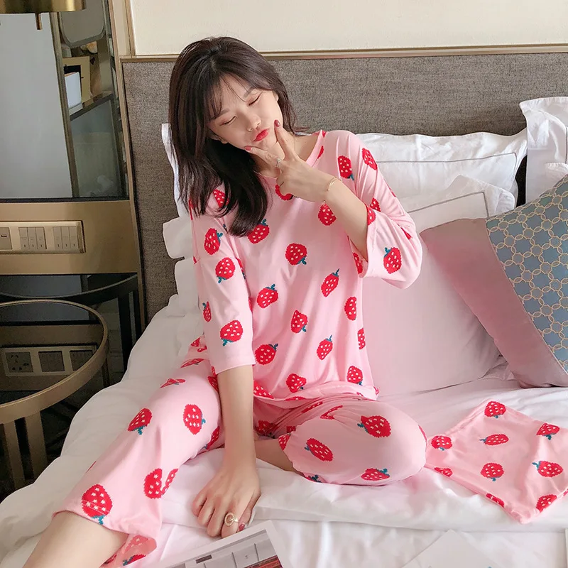 Cartoon Print Casual Daily Sleepwear Pajama