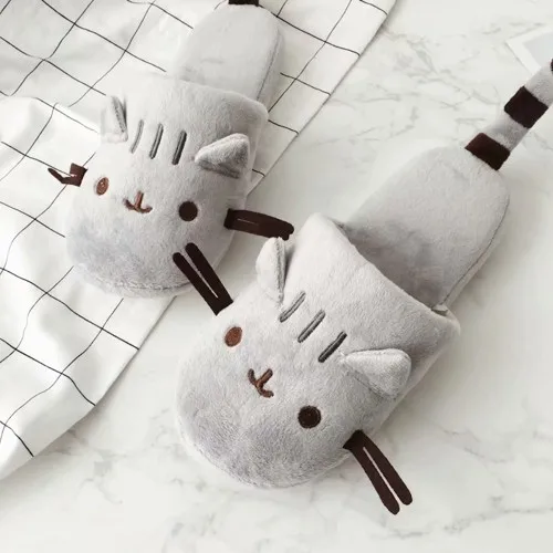 Cat Cartoon Plush Indoor Warm Slippers
