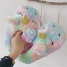 Unicorn Cartoon Casual Warm House Furry Flip Flops Slippers Unicorn Cartoon Casual Warm House Furry Flip Flops Slippers