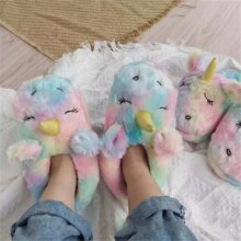 Unicorn Cartoon Casual Warm House Furry Flip Flops Slippers Unicorn Cartoon Casual Warm House Furry Flip Flops Slippers