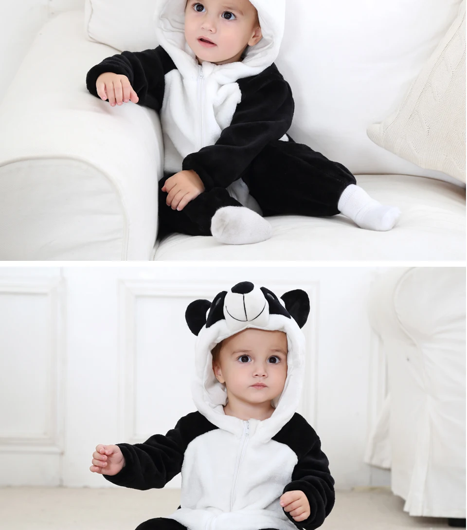 Cute Tiger, Panda, Chicken, Shark Jumpsuits / One Piece Hooded Rompers For Kids
