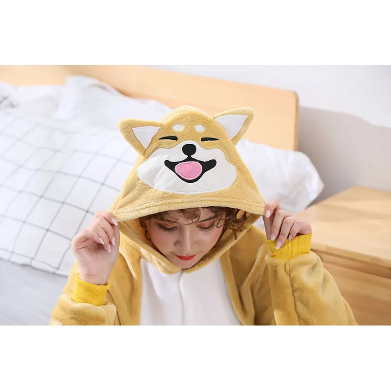 Akita Dog Cartoon Kigurumi Onesie Soft Flannel Suit
