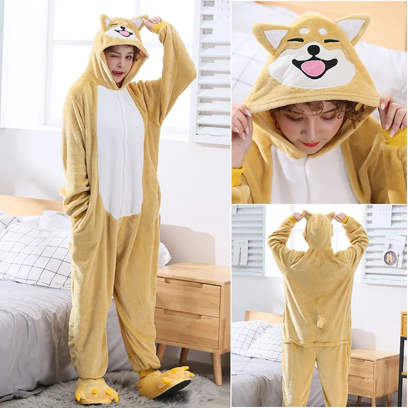 Akita Dog Cartoon Kigurumi Onesie Soft Flannel Suit