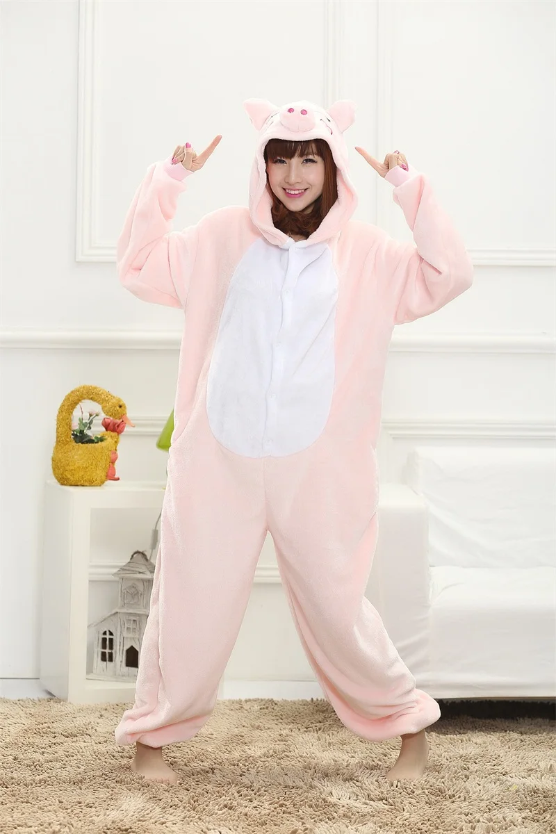 Pink Pig Cartoon Pajama Kigurumi Onesie Sleepwear