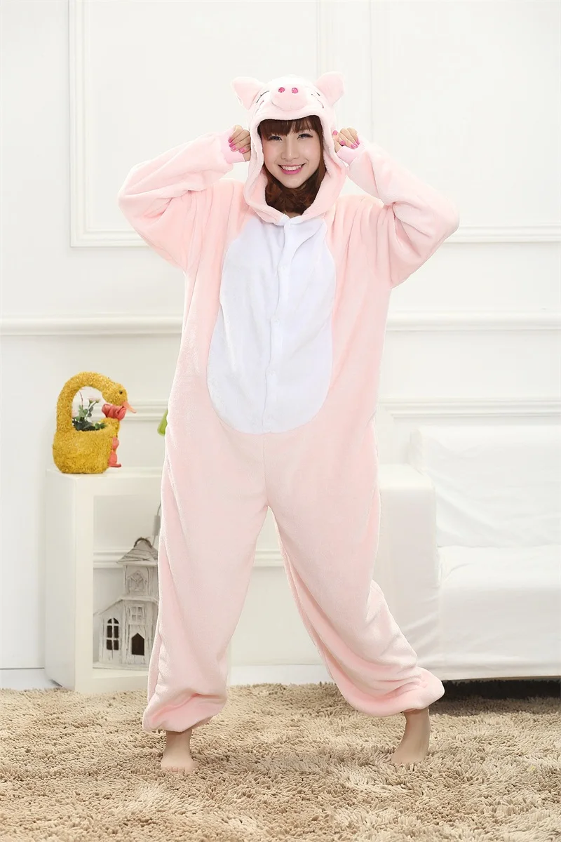Pink Pig Cartoon Pajama Kigurumi Onesie Sleepwear