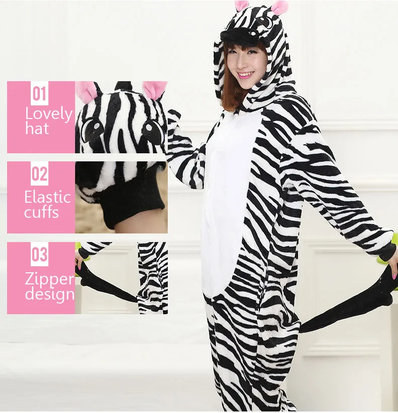 Zebra Kigurumi Onesie Pajama Sleepwear