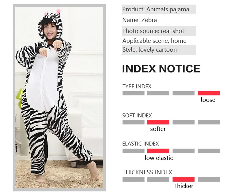 Zebra Kigurumi Onesie Pajama Sleepwear