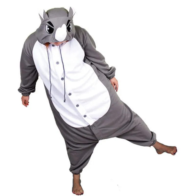 Kigurumi Onesie Pajama Rhino Costume For Girls And Women Sleepwear