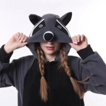Kigurumi Onesie Gray Racoon Pajama Cosplay Costume Kigurumi Onesie Gray Racoon Pajama Cosplay Costume