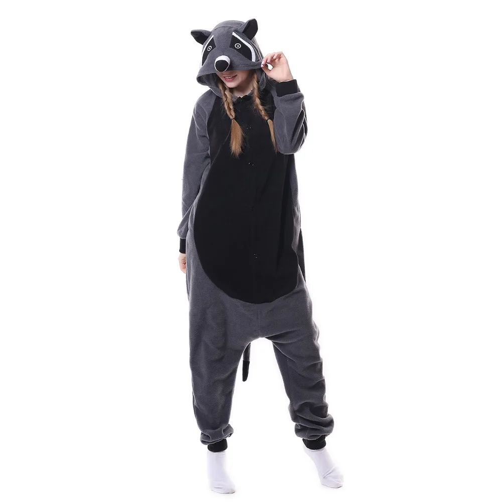 Kigurumi Onesie Gray Racoon Pajama Cosplay Costume