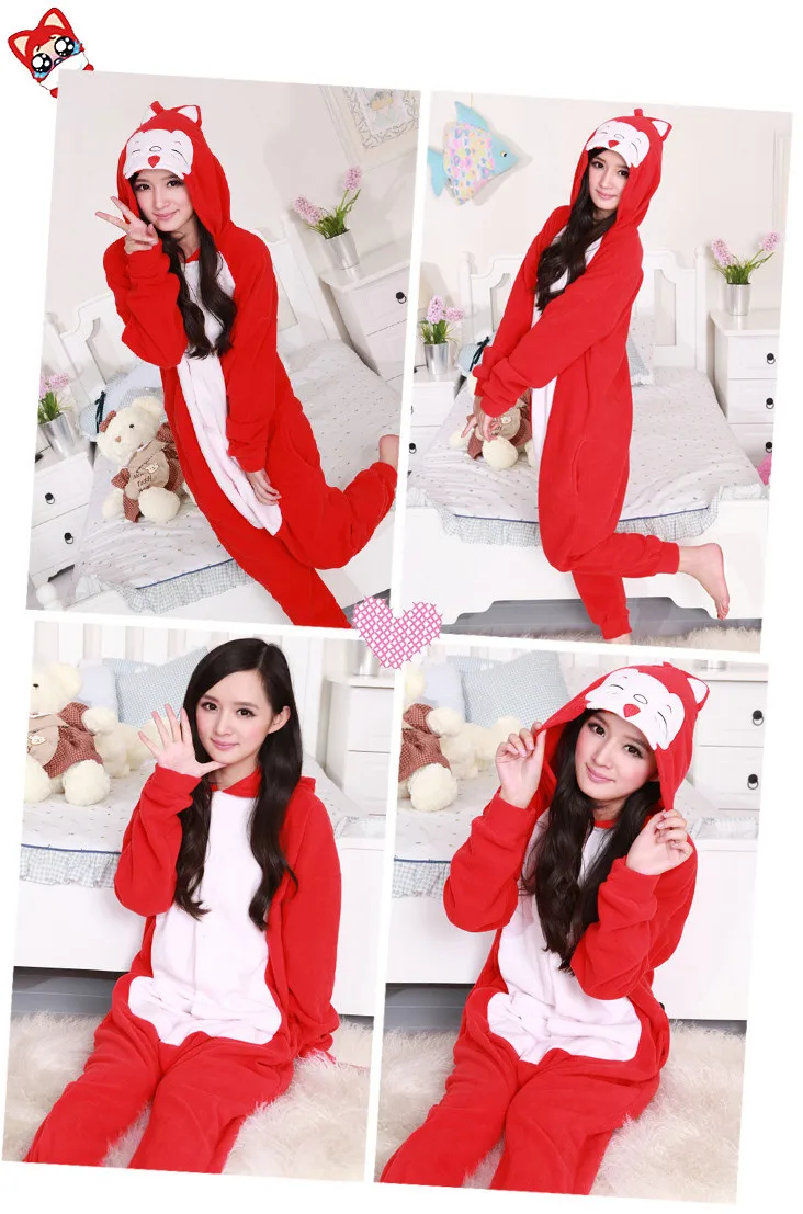 Red Fox Kigurumi Onesie Pajama Costume For Adults