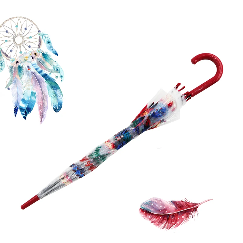 Rainbow Unicorn Transparent Semi Automatic Cartoon Umbrella