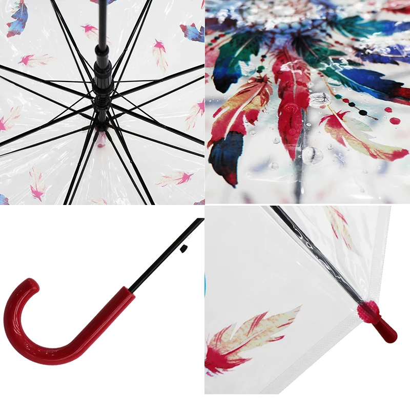 Rainbow Unicorn Transparent Semi Automatic Cartoon Umbrella