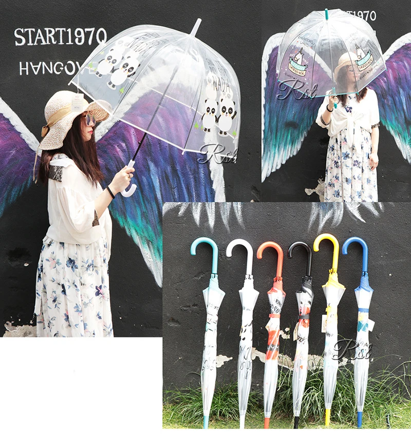 Rainbow Unicorn Transparent Semi Automatic Cartoon Umbrella