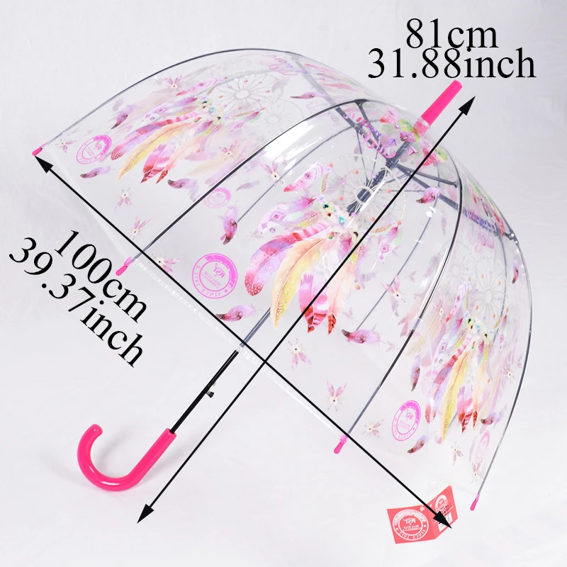 Rainbow Unicorn Transparent Semi Automatic Cartoon Umbrella