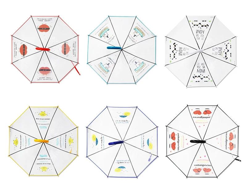 Rainbow Unicorn Transparent Semi Automatic Cartoon Umbrella