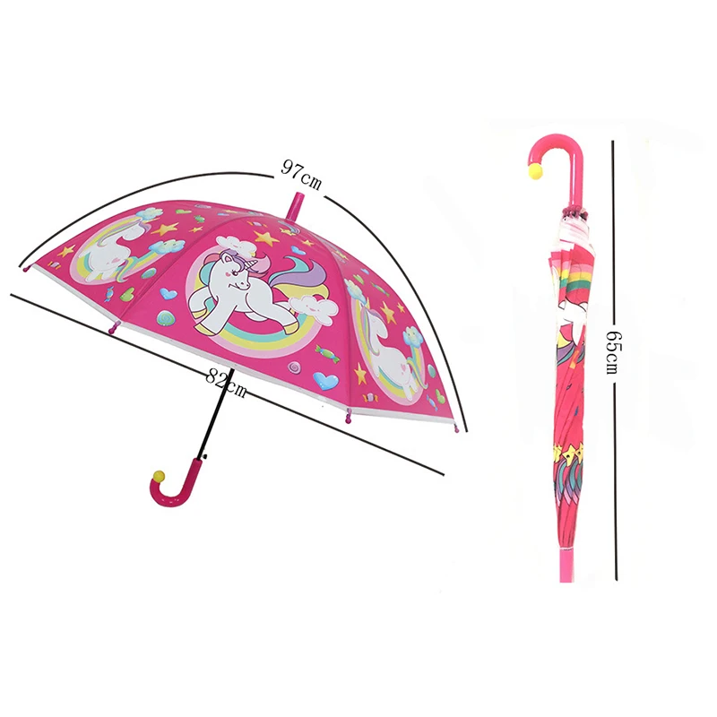 Rainbow Unicorn Transparent Semi Automatic Cartoon Umbrella