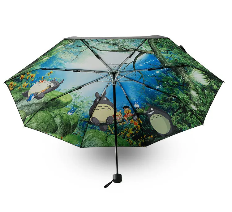 Totoro Anime Rain & Sun Portable Manual 3-Fold Umbrella Totoro Anime Rain & Sun Portable Manual 3-Fold Umbrella